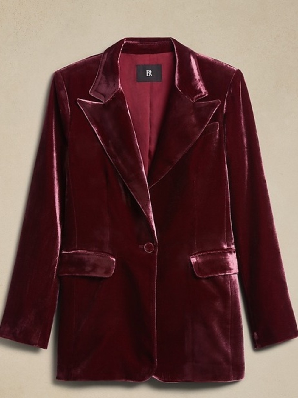 Banana Republic Red Madder Alyse Relaxed Velvet Blazer burgundy fall size 8